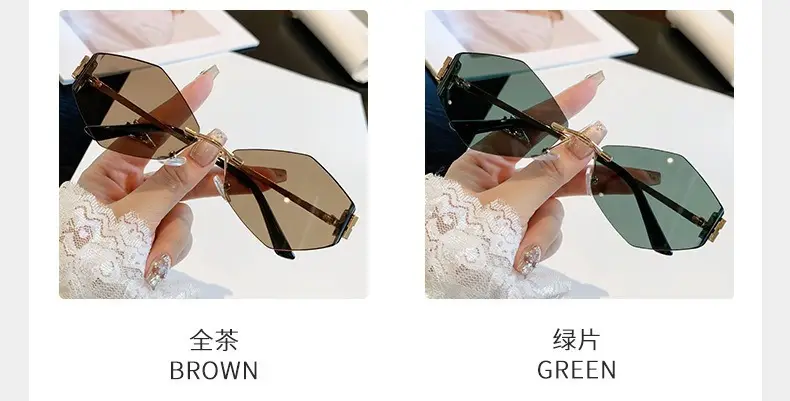Women's Frameless UV Protection Sunglasses Slimming Design — feature 17