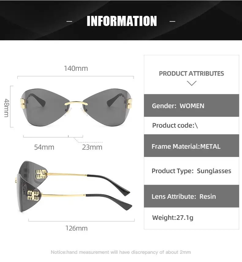 Women's Frameless UV Protection Sunglasses Slimming Design — feature 19