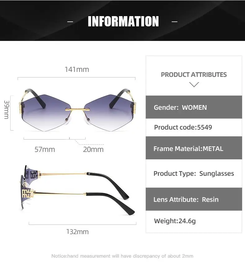 Women's Frameless UV Protection Sunglasses Slimming Design — feature 22