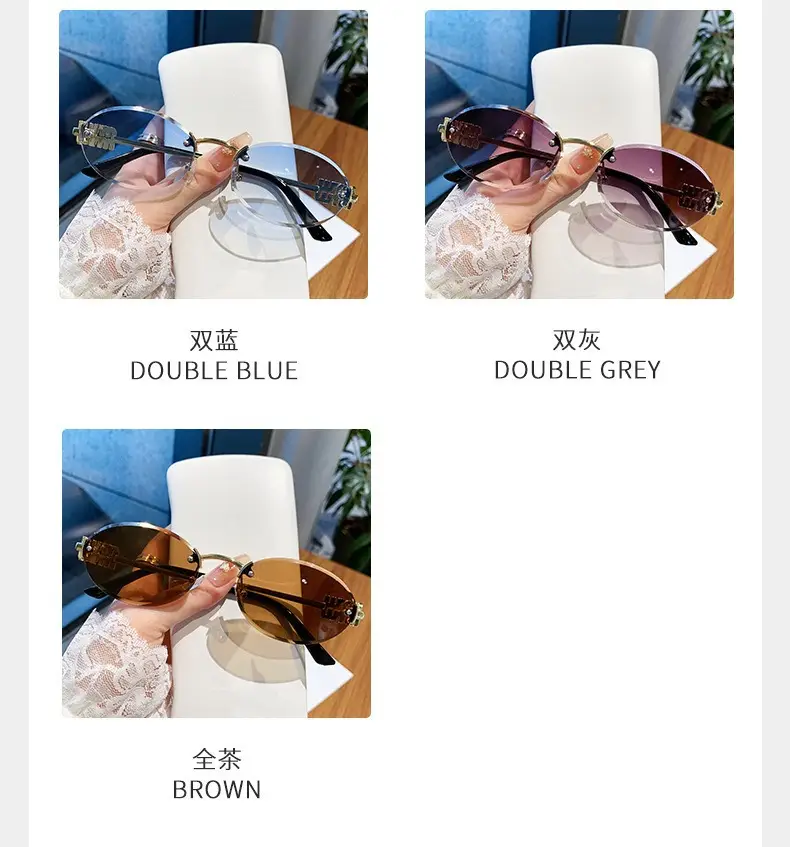 Women's Frameless UV Protection Sunglasses Slimming Design — feature 33