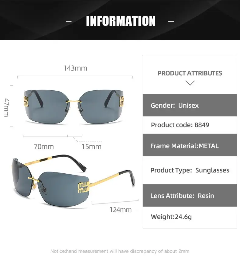Women's Frameless UV Protection Sunglasses Slimming Design — feature 6