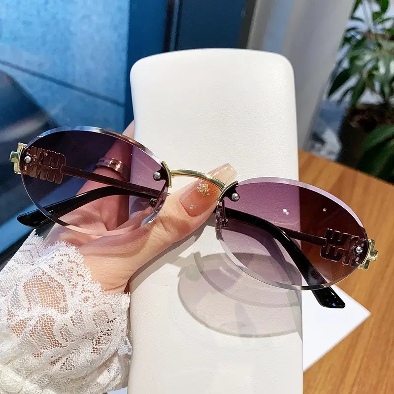 Women's Frameless UV Protection Sunglasses Slimming Design - Image 51