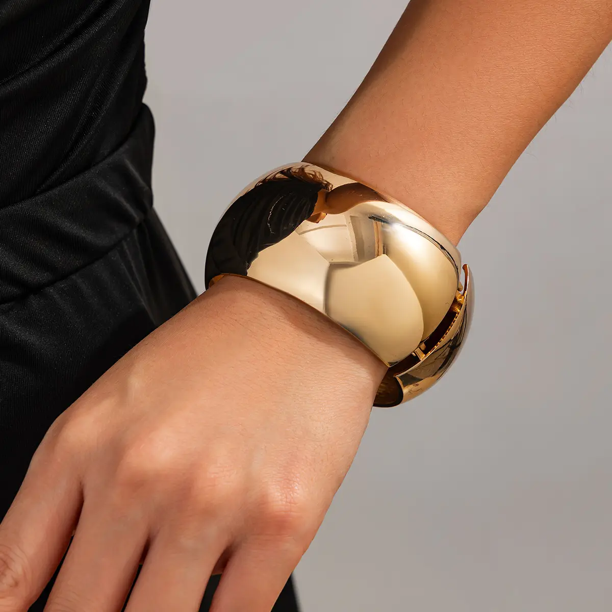 Golden Punk Wide Bracelet for Women - Image 6
