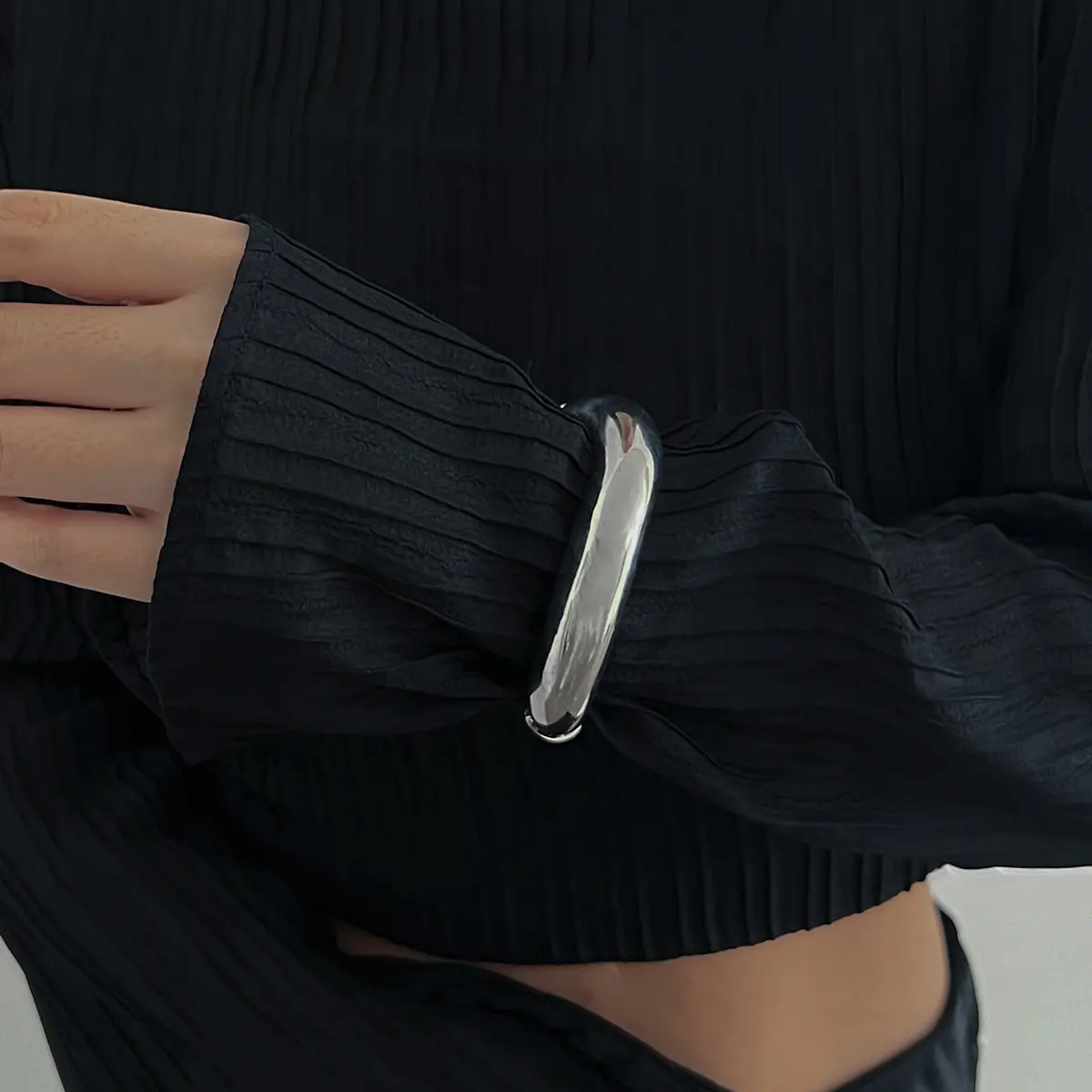 Golden Punk Wide Bracelet for Women - Image 3