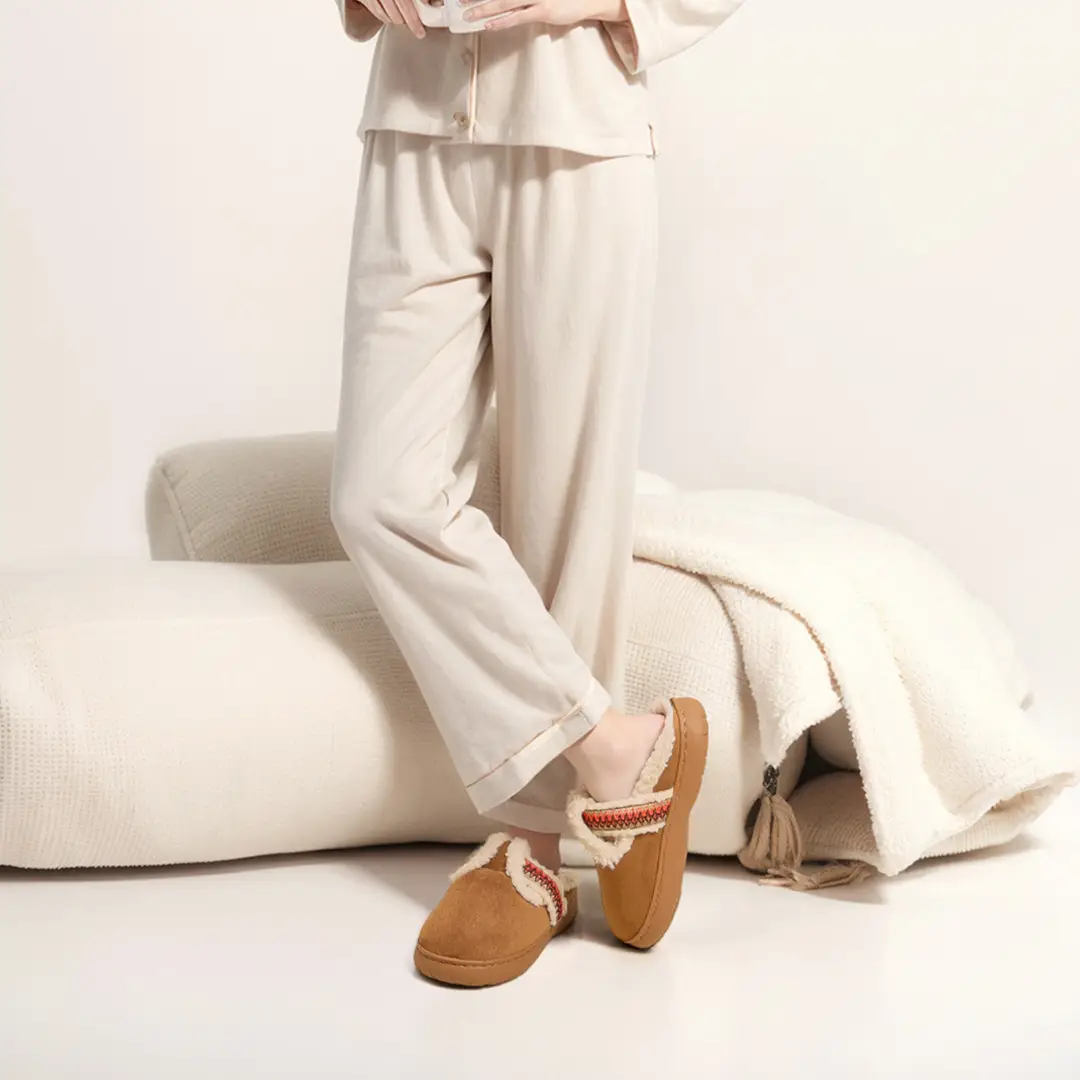 Woven Strap Birkenstock-Style Cotton Slippers for Women, Winter 2026 New Model, Indoor Home Warm Plush Slippers for Autumn and Winter - Image 6