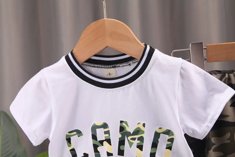 Boys Camo T-Shirt Shorts Set White 0-5Yrs — feature 2