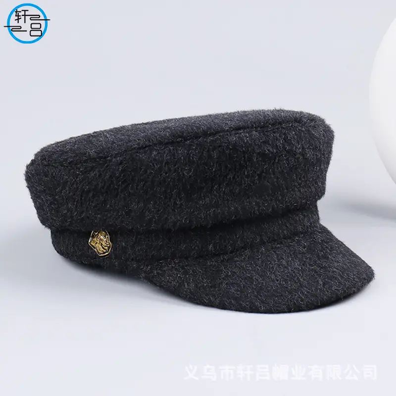 Women Woolen Navy Peaked Cap Autumn Winter 25cm - Image 3