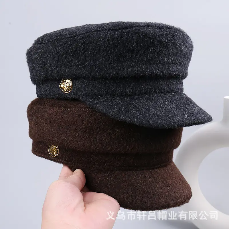 Women Woolen Navy Peaked Cap Autumn Winter 25cm - Image 4