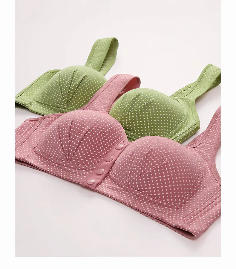 Middle-aged and elderly front buckle cotton bra bra bra underwear women's no steel ring sponge thin breathable vest mother plus size — feature 25