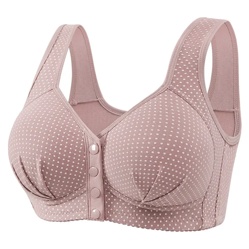 Middle-aged and elderly front buckle cotton bra bra bra underwear women's no steel ring sponge thin breathable vest mother plus size