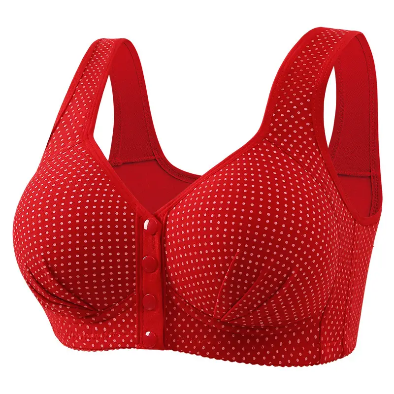 Middle-aged and elderly front buckle cotton bra bra bra underwear women's no steel ring sponge thin breathable vest mother plus size - Image 2