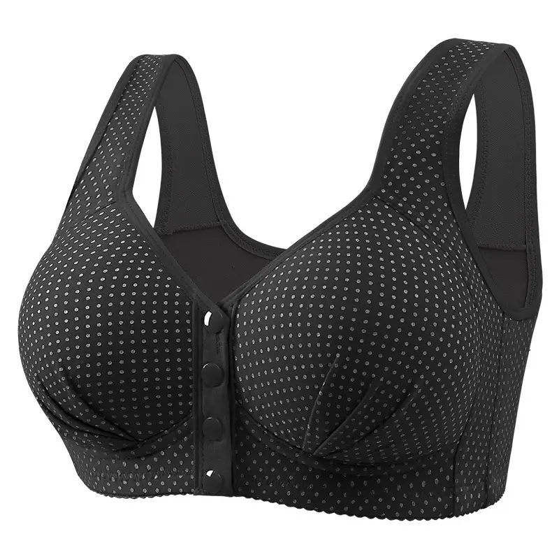 Middle-aged and elderly front buckle cotton bra bra bra underwear women's no steel ring sponge thin breathable vest mother plus size - Image 3