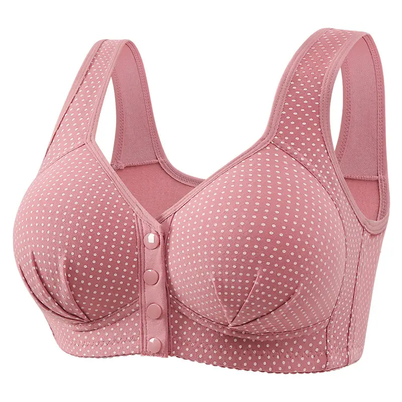 Middle-aged and elderly front buckle cotton bra bra bra underwear women's no steel ring sponge thin breathable vest mother plus size - Image 4