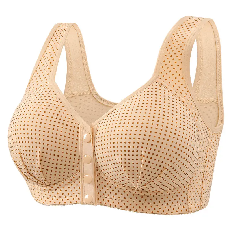 Middle-aged and elderly front buckle cotton bra bra bra underwear women's no steel ring sponge thin breathable vest mother plus size - Image 5