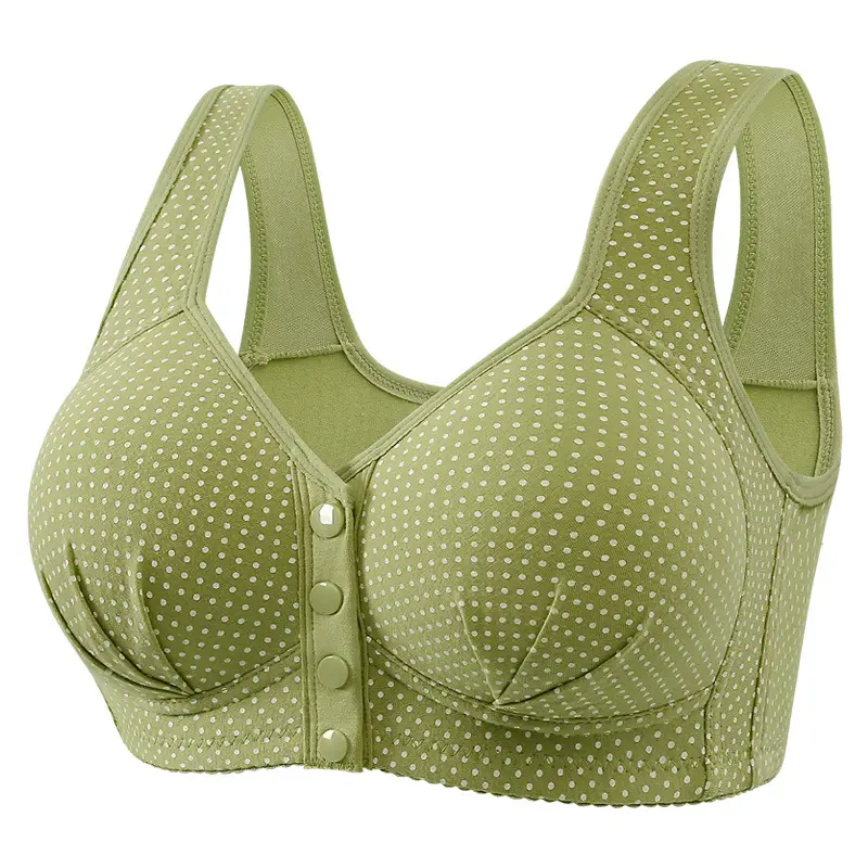 Middle-aged and elderly front buckle cotton bra bra bra underwear women's no steel ring sponge thin breathable vest mother plus size - Image 6