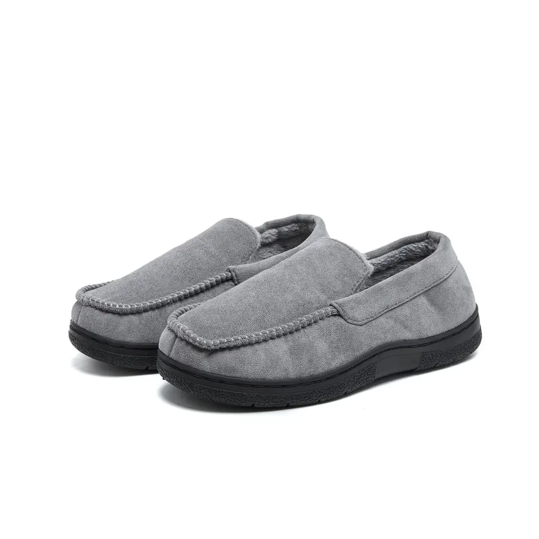 Cross-Border Wholesale Men's Mark Shoes, Warm and Suitable for Outdoor Wear, with Added Fleece, Non-Slip, Thickened Business Cotton Slippers, Non-Slip, Thickened, and Fleece-Lined