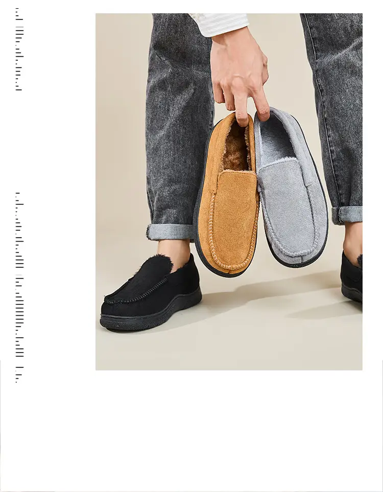 Cross-Border Wholesale Men's Mark Shoes, Warm and Suitable for Outdoor Wear, with Added Fleece, Non-Slip, Thickened Business Cotton Slippers, Non-Slip, Thickened, and Fleece-Lined — feature 12