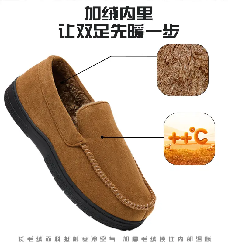 Cross-Border Wholesale Men's Mark Shoes, Warm and Suitable for Outdoor Wear, with Added Fleece, Non-Slip, Thickened Business Cotton Slippers, Non-Slip, Thickened, and Fleece-Lined — feature 6