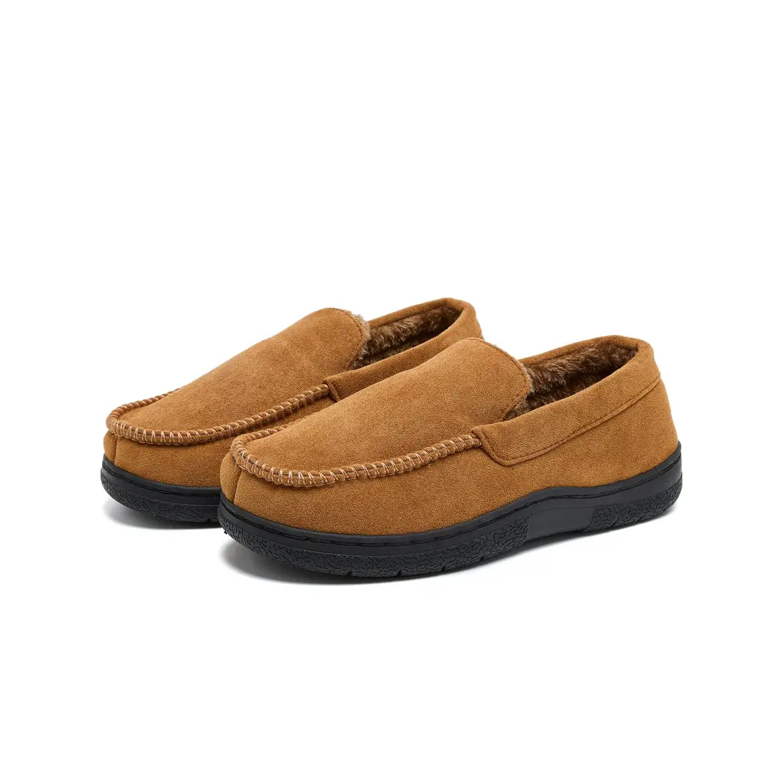 Cross-Border Wholesale Men's Mark Shoes, Warm and Suitable for Outdoor Wear, with Added Fleece, Non-Slip, Thickened Business Cotton Slippers, Non-Slip, Thickened, and Fleece-Lined