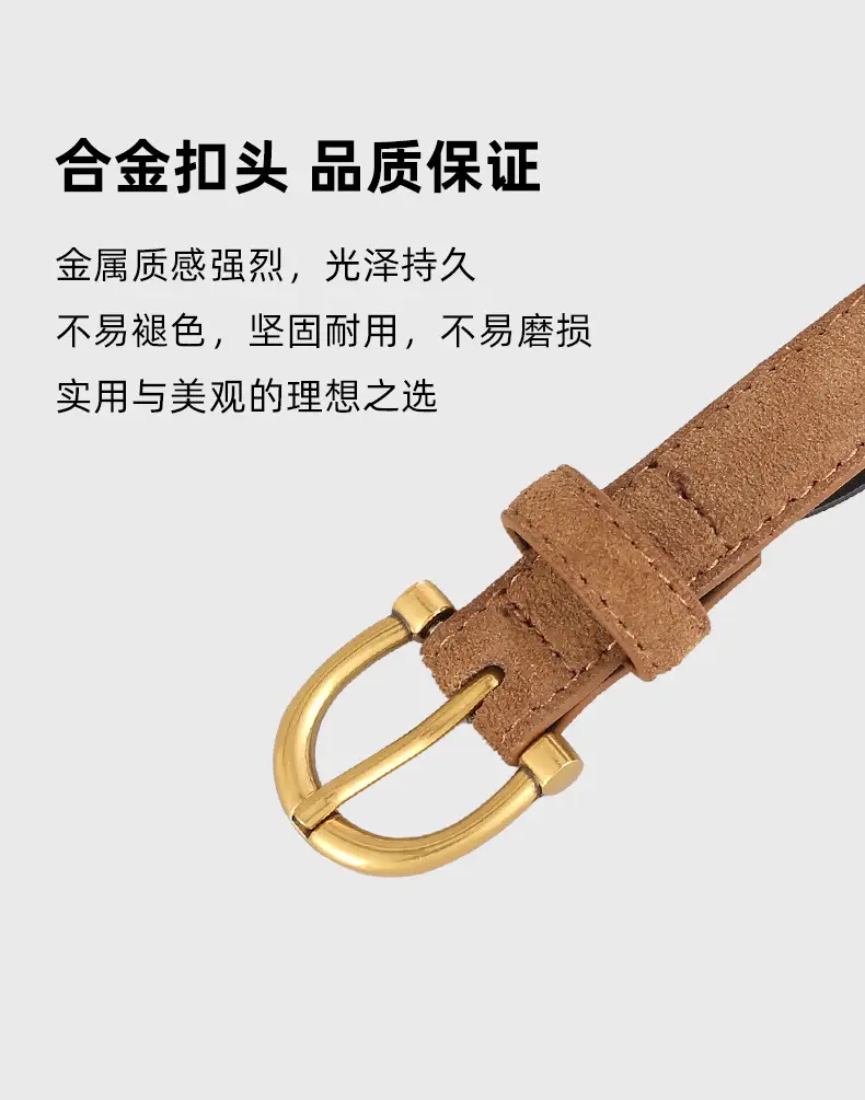 Women's Genuine Leather Belt with Gold Buckle — feature 11