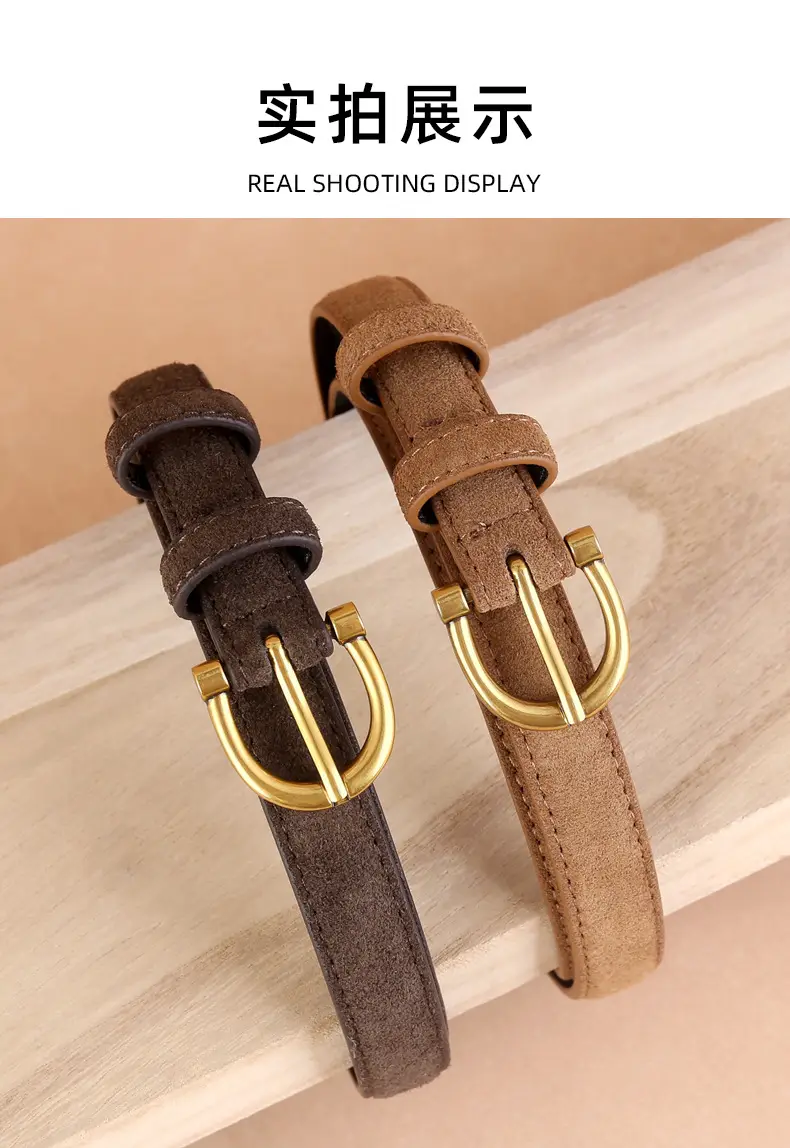 Women's Genuine Leather Belt with Gold Buckle — feature 14