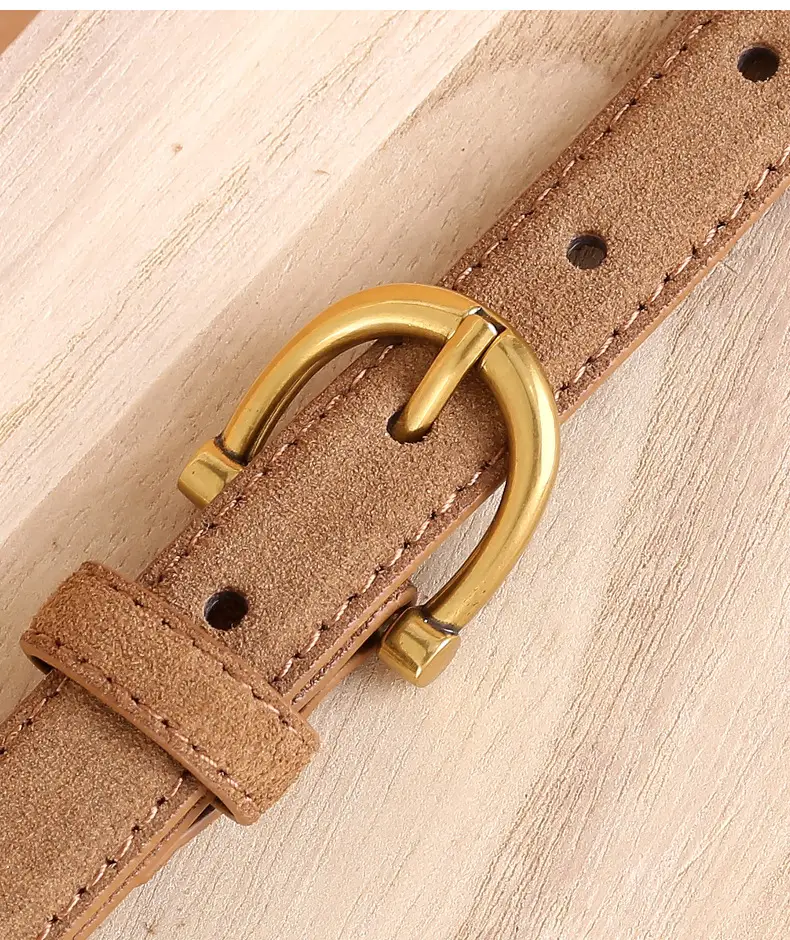 Women's Genuine Leather Belt with Gold Buckle — feature 15