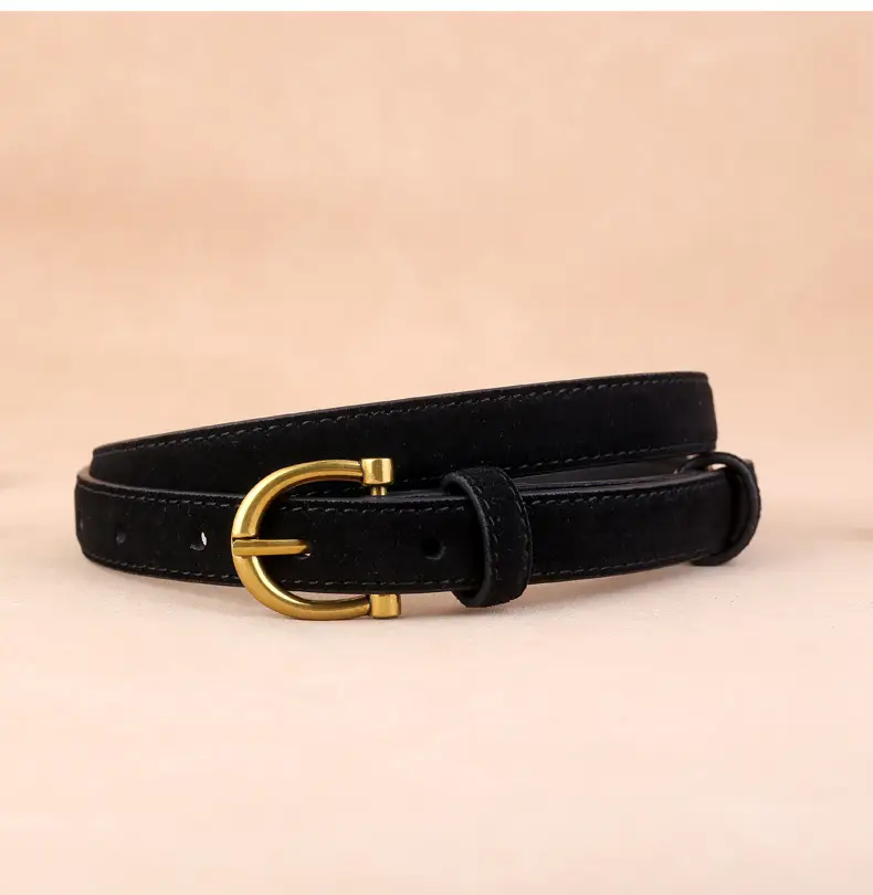 Women's Genuine Leather Belt with Gold Buckle — feature 16