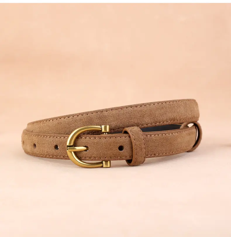 Women's Genuine Leather Belt with Gold Buckle — feature 17