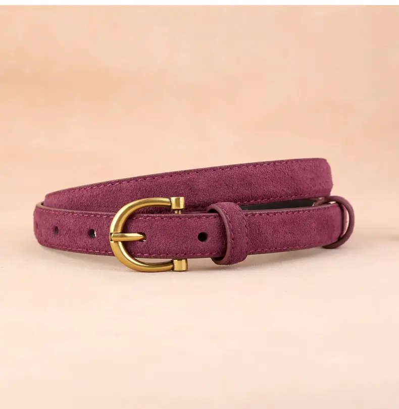 Women's Genuine Leather Belt with Gold Buckle — feature 18