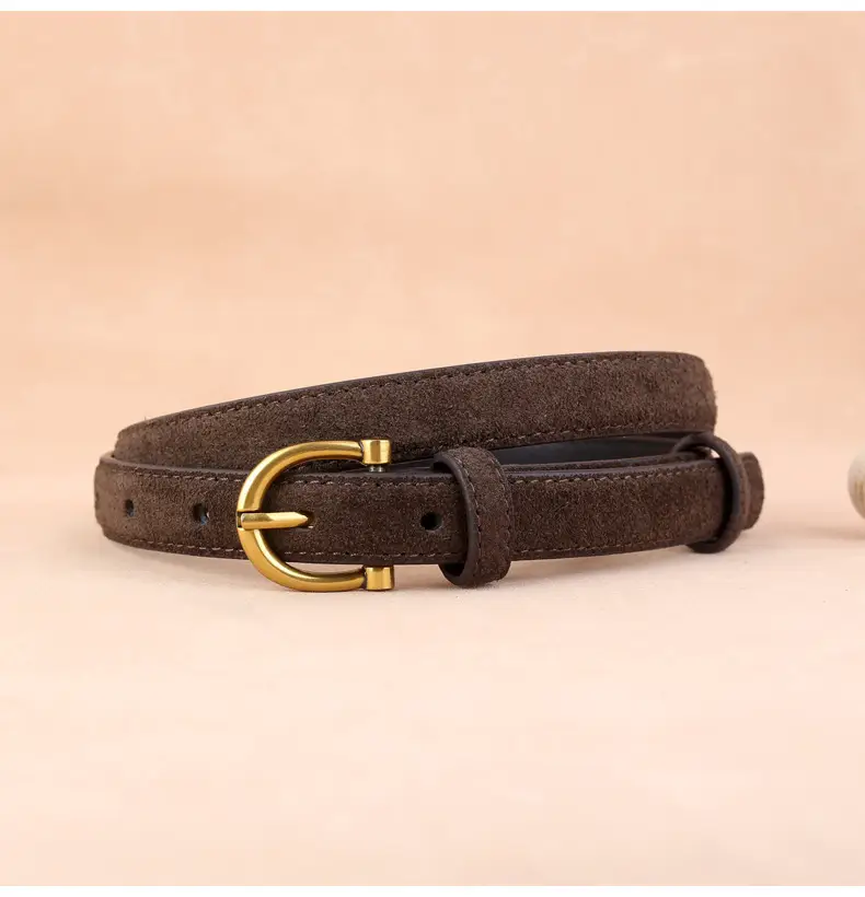 Women's Genuine Leather Belt with Gold Buckle — feature 19