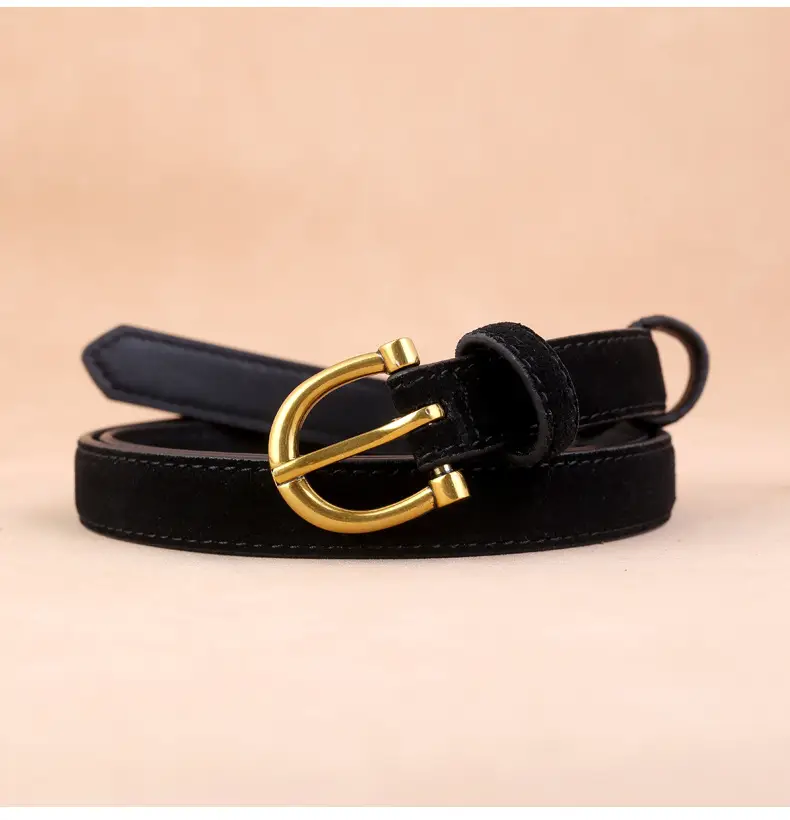 Women's Genuine Leather Belt with Gold Buckle — feature 20