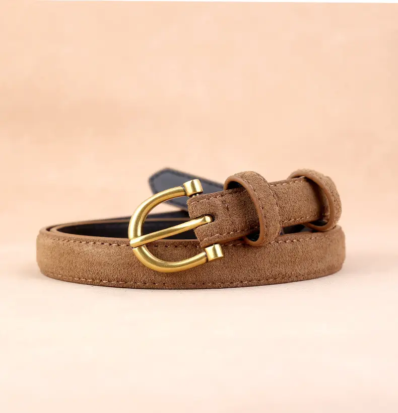 Women's Genuine Leather Belt with Gold Buckle — feature 21