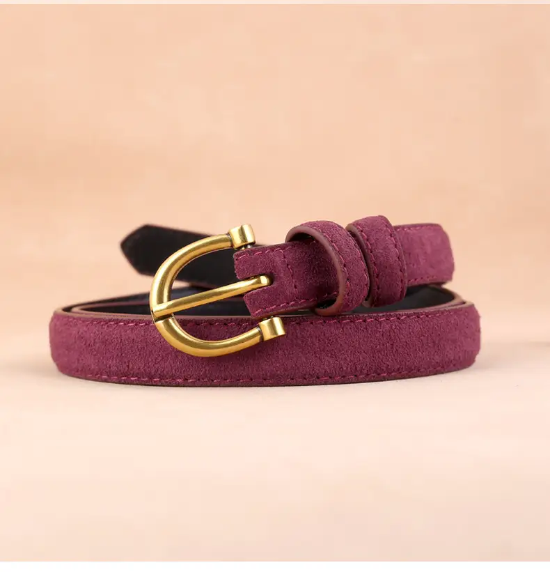 Women's Genuine Leather Belt with Gold Buckle — feature 22