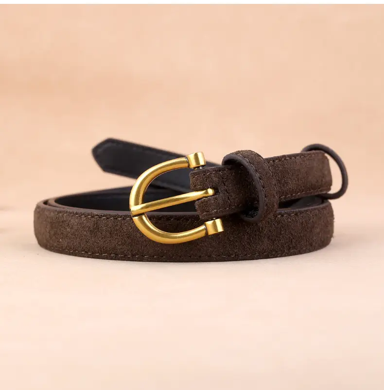 Women's Genuine Leather Belt with Gold Buckle — feature 23