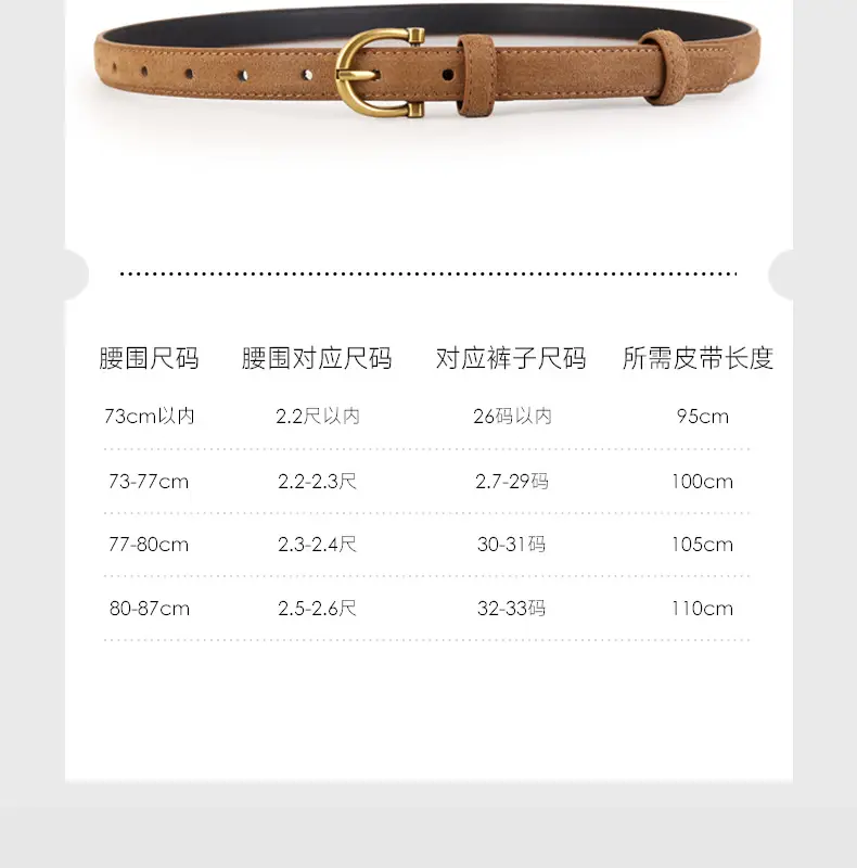 Women's Genuine Leather Belt with Gold Buckle — feature 9