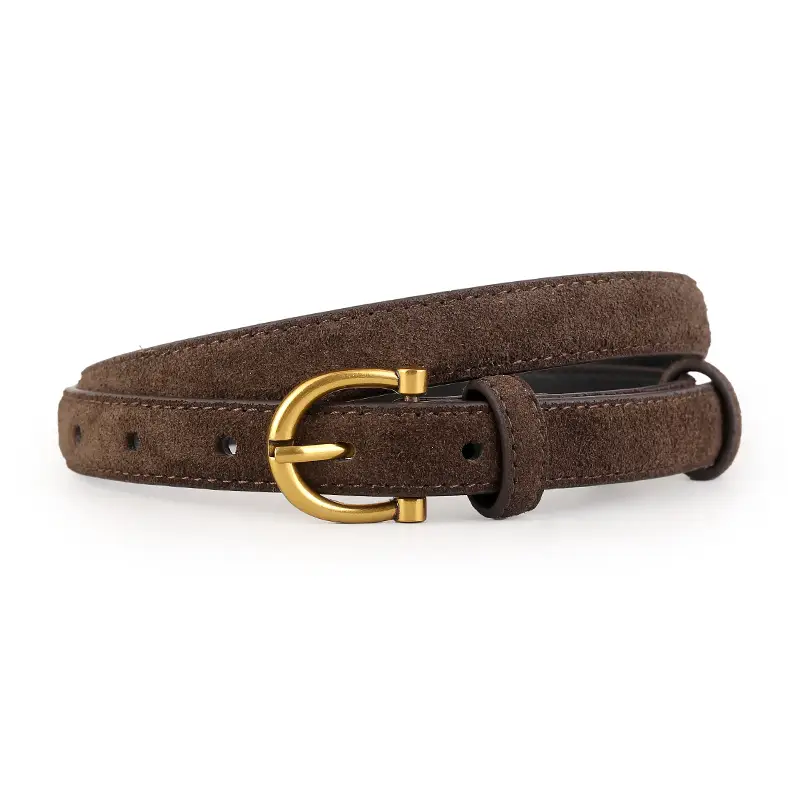 Women's Genuine Leather Belt with Gold Buckle - Image 3