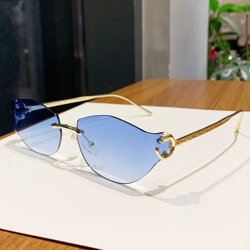 Fashion Cat's Eye Ocean Sunglasses New Leopard Head Metal Trim Cross-Border - Image 8
