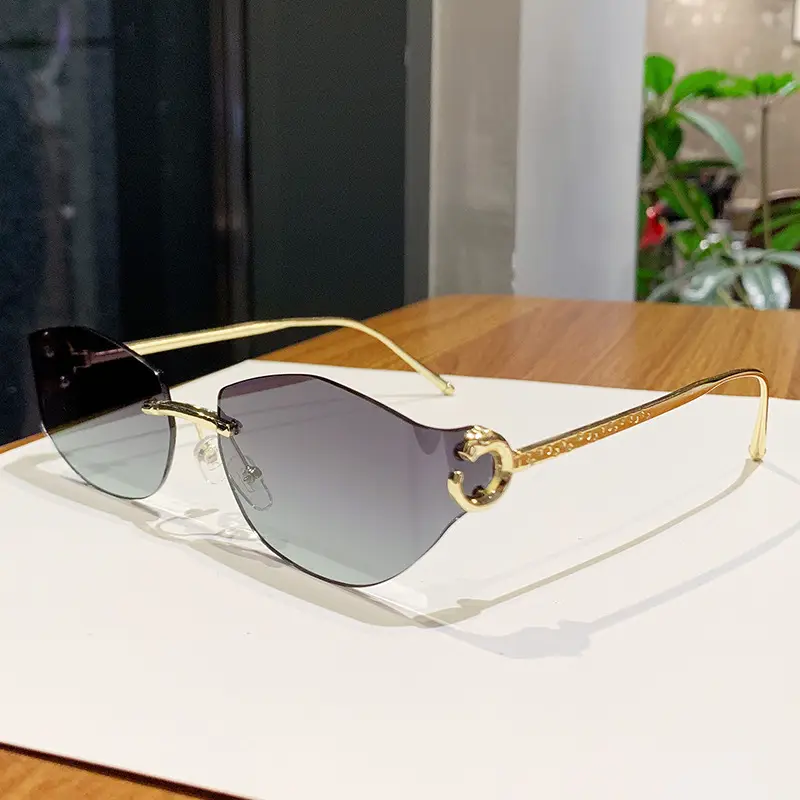 Fashion Cat's Eye Ocean Sunglasses New Leopard Head Metal Trim Cross-Border - Image 9