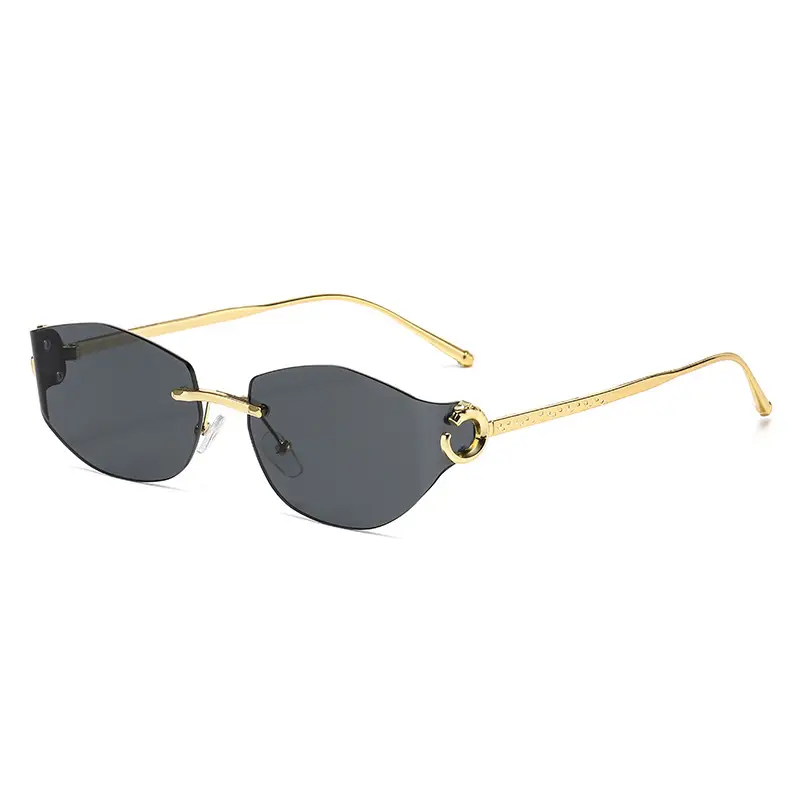 Fashion Cat's Eye Ocean Sunglasses New Leopard Head Metal Trim Cross-Border - Image 12