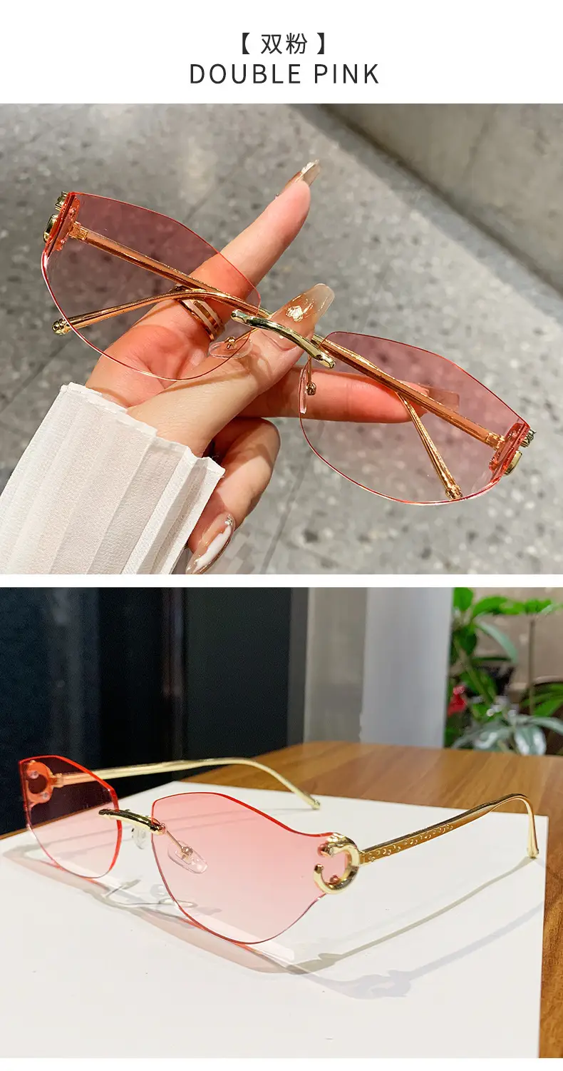 Fashion Cat's Eye Ocean Sunglasses New Leopard Head Metal Trim Cross-Border — feature 20