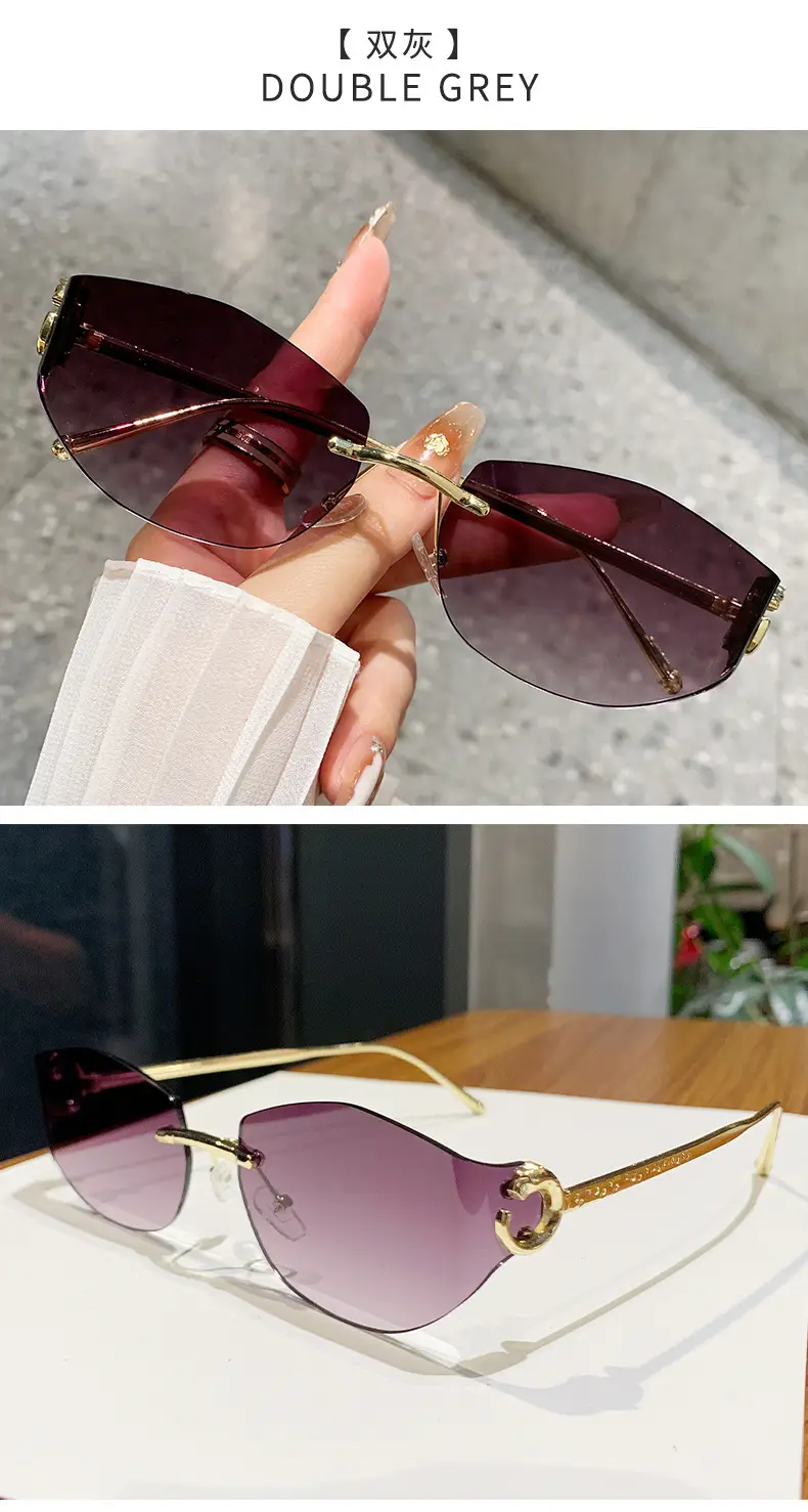 Fashion Cat's Eye Ocean Sunglasses New Leopard Head Metal Trim Cross-Border — feature 22