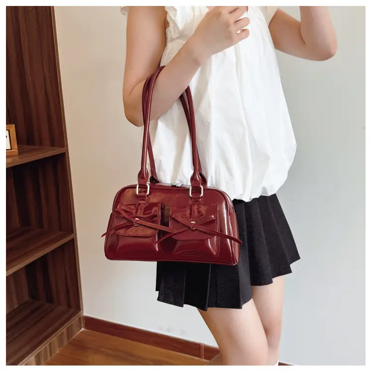 Red Glitter Women's Shoulder Bag with Bow Design — feature 20