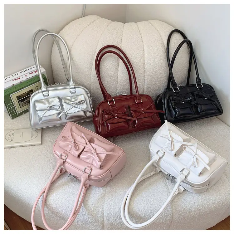 Red Glitter Women's Shoulder Bag with Bow Design — feature 22