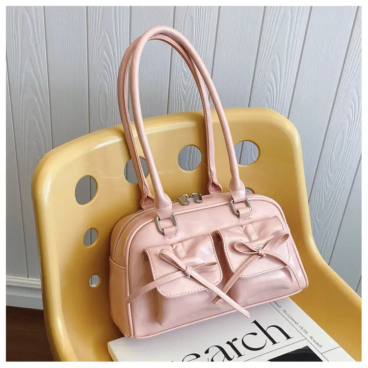 Red Glitter Women's Shoulder Bag with Bow Design — feature 23