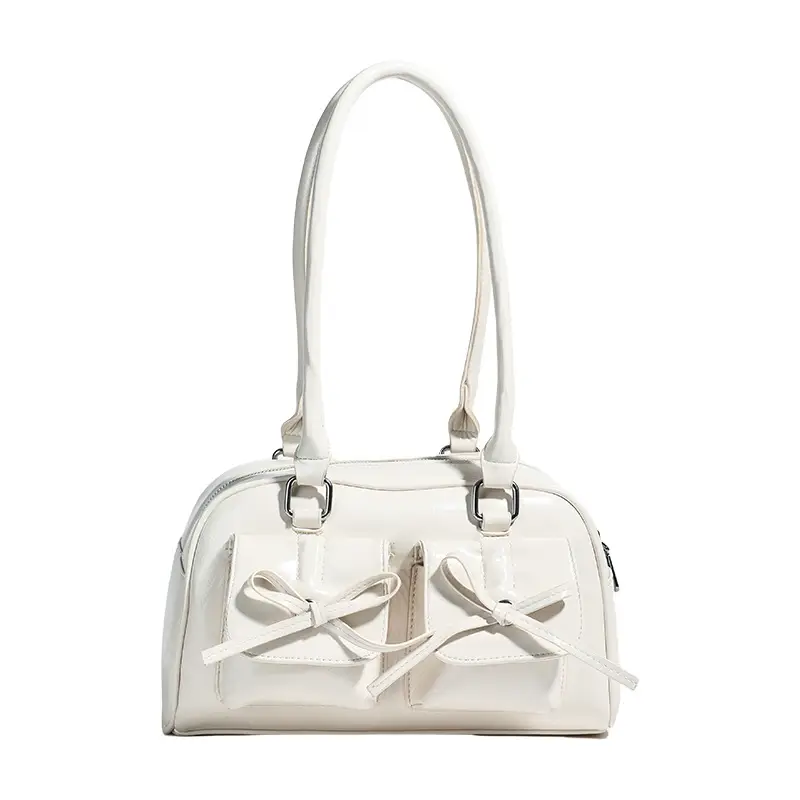 Red Glitter Women's Shoulder Bag with Bow Design - Image 2