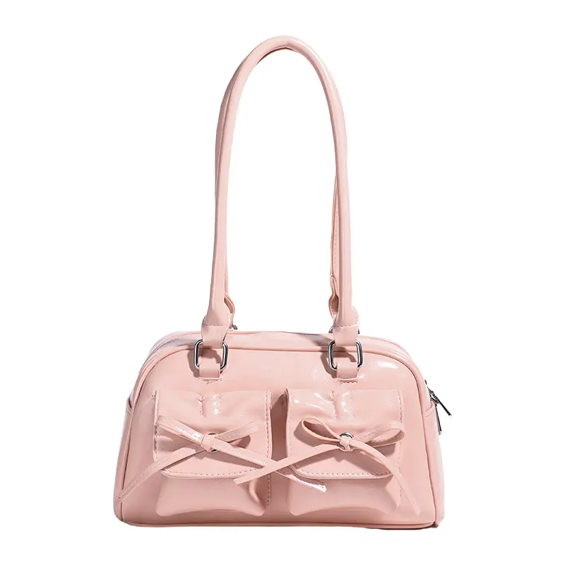 Red Glitter Women's Shoulder Bag with Bow Design - Image 5
