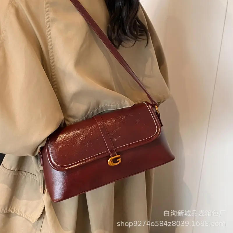 Brown Leather Shoulder Bag for Women 2026 New Trend