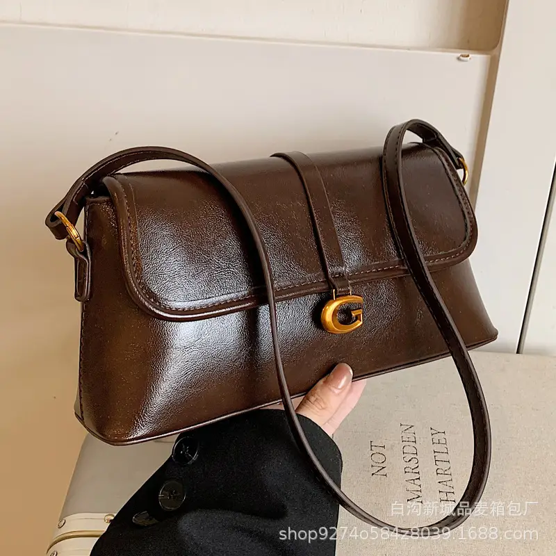 Brown Leather Shoulder Bag for Women 2026 New Trend