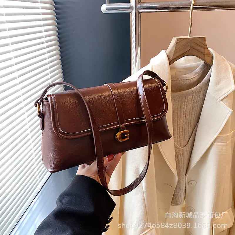 Brown Leather Shoulder Bag for Women 2026 New Trend