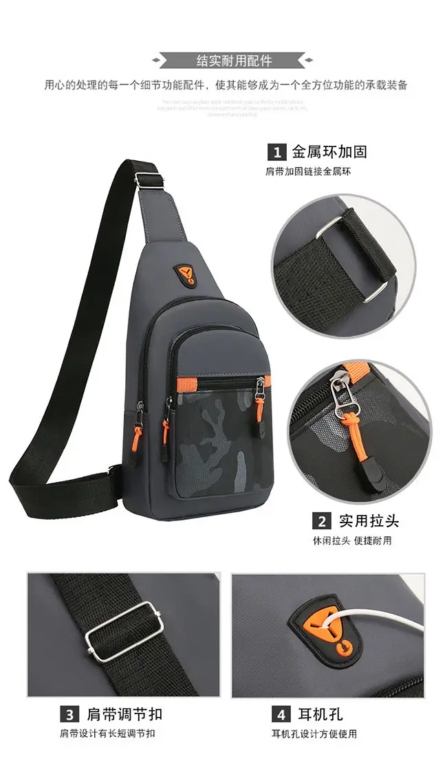 Men's Black Oxford Crossbody Bag with Mesh Pocket — feature 6